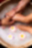 Feet at spa pedicure procedure